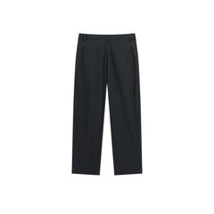 Men's Pleated Straight-Leg Pants with 3D Patch Pockets