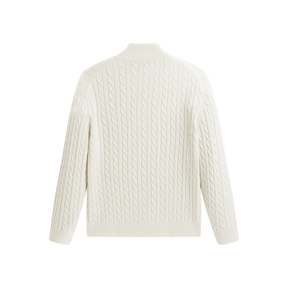 Men's Beige Wool-Blend Cable Knit Sweater