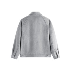 Men's Grey Wool-Blend Textured Jacket