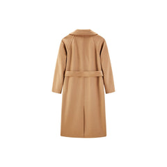 Women's Camel Belted Wool Coat