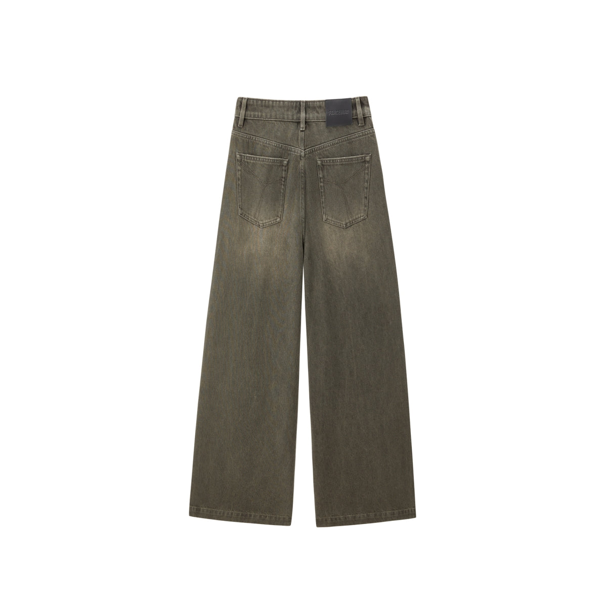 Women's Distressed Wide-Leg Jeans with Whiskering