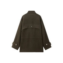Women's Short Stand-Collar Double-Face Wool Coat