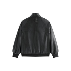 Men's Oversized Stand-Collar PU Jacket