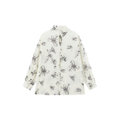 Women's Lightweight Butterfly Print Shirt with Back Cutout