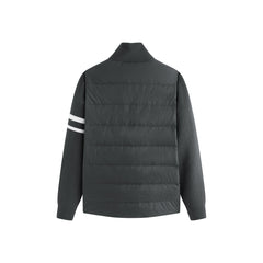 Men's Knit-Panel Lightweight Stand-Collar Goose Down Jacket
