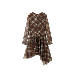 Women's Asymmetric Plaid Knit Dress