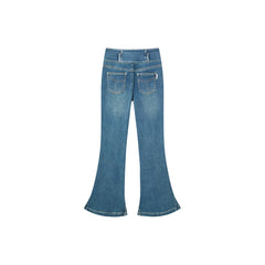 Women's Dark Blue High Waist Flare Jeans