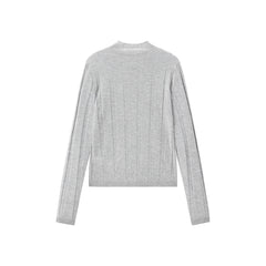 Women's Mock-Neck Vertical Jacquard Sweater