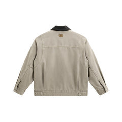 Men's Oversized Utility Jacket with PU Collar