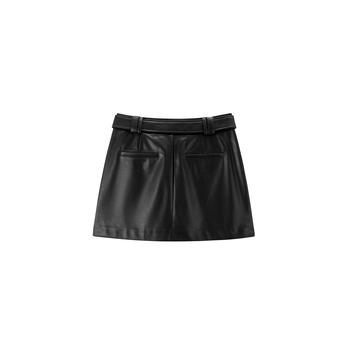 Women's High-Waist A-Line PU Skirt with Belt