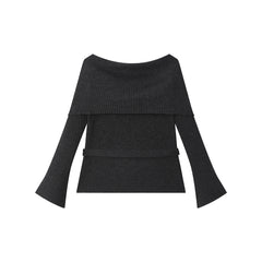 Women's Metallic Off-Shoulder Knit Top with Belt