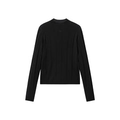 Women's Mock-Neck Vertical Jacquard Sweater