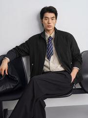 Men's Commuter Black Plaid Textured Jacket