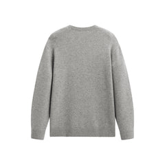 Men's Grey Brushed Sweater with Embroidery