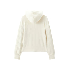 Women's Short Cable-Knit Hooded Sweater
