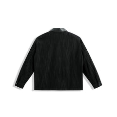 Men's Barn-Inspired Denim Jacket with PU Collar
