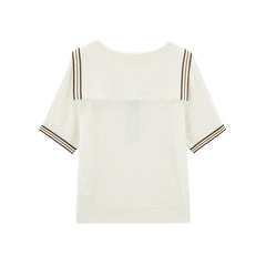 Women's Contrast-Trim Knit Top with Sailor Collar