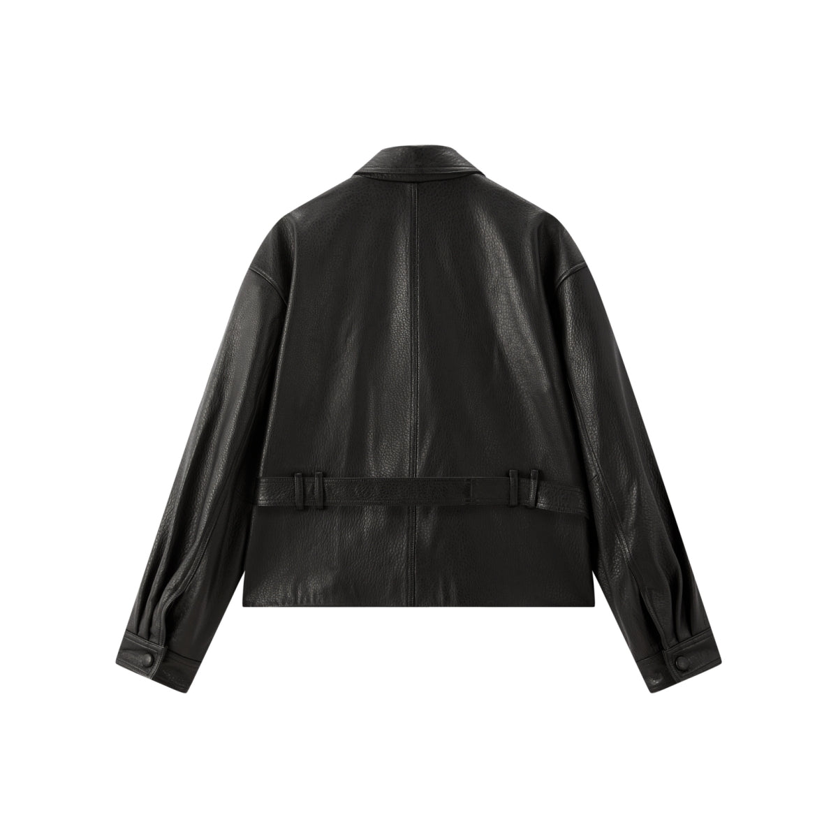 Women's Cropped Belted Leather Jacket