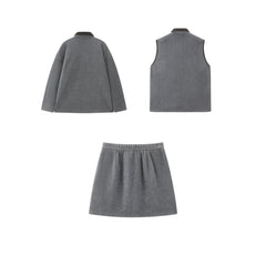 Women's Casual Color-Block Fleece Sweatshirt 3-Piece Set