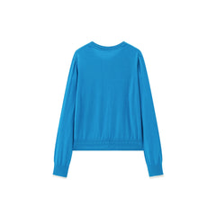 Women's Wool-Blend Knit Cardigan with Contrast Accents