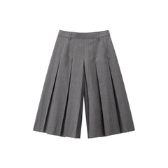 Women's Cropped Pleated Plaid Trousers