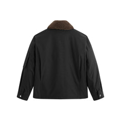 Men's Barn-Style Padded Jacket with Faux Fur Collar