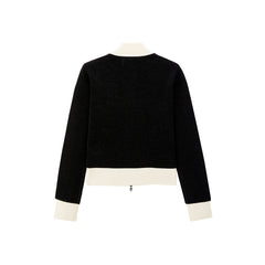 Women's Chenille Contrast Color Knit Sweatshirt