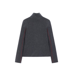 Women's Contrast Half-Placket Slim Sweater