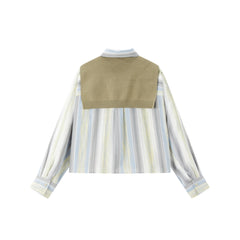 Women's Striped Shirt with Detachable Cape