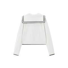 Women's Contrast Sailor-Collar Knit Cardigan