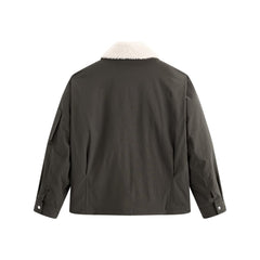 Men's Barn-Style Padded Jacket with Faux Fur Collar