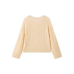 Women's Cropped Loose-Fit Cable-Knit Top