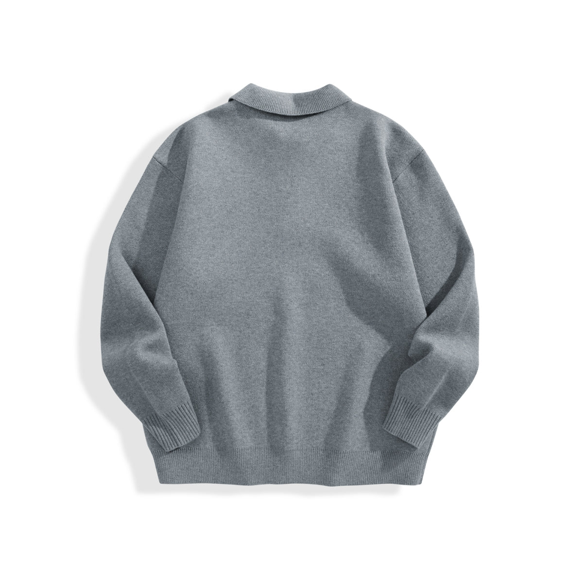 Men's Solid Color Polo-Collar Sweater