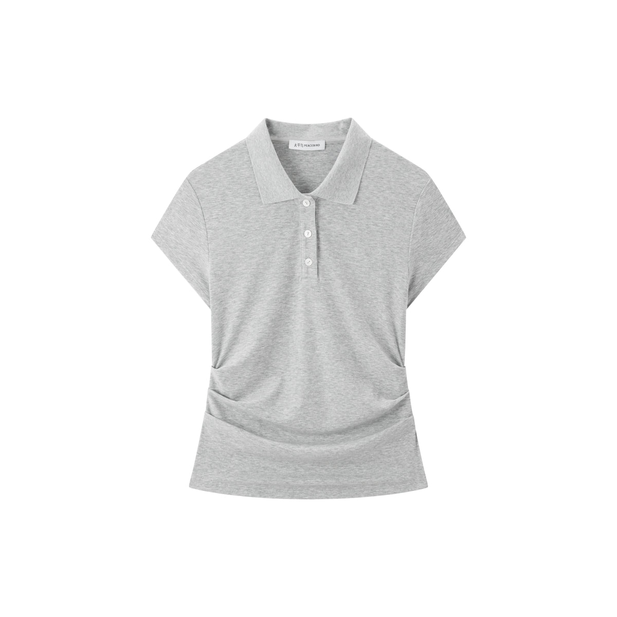 Women's Cropped Slim-Fit Ruched Polo Shirt