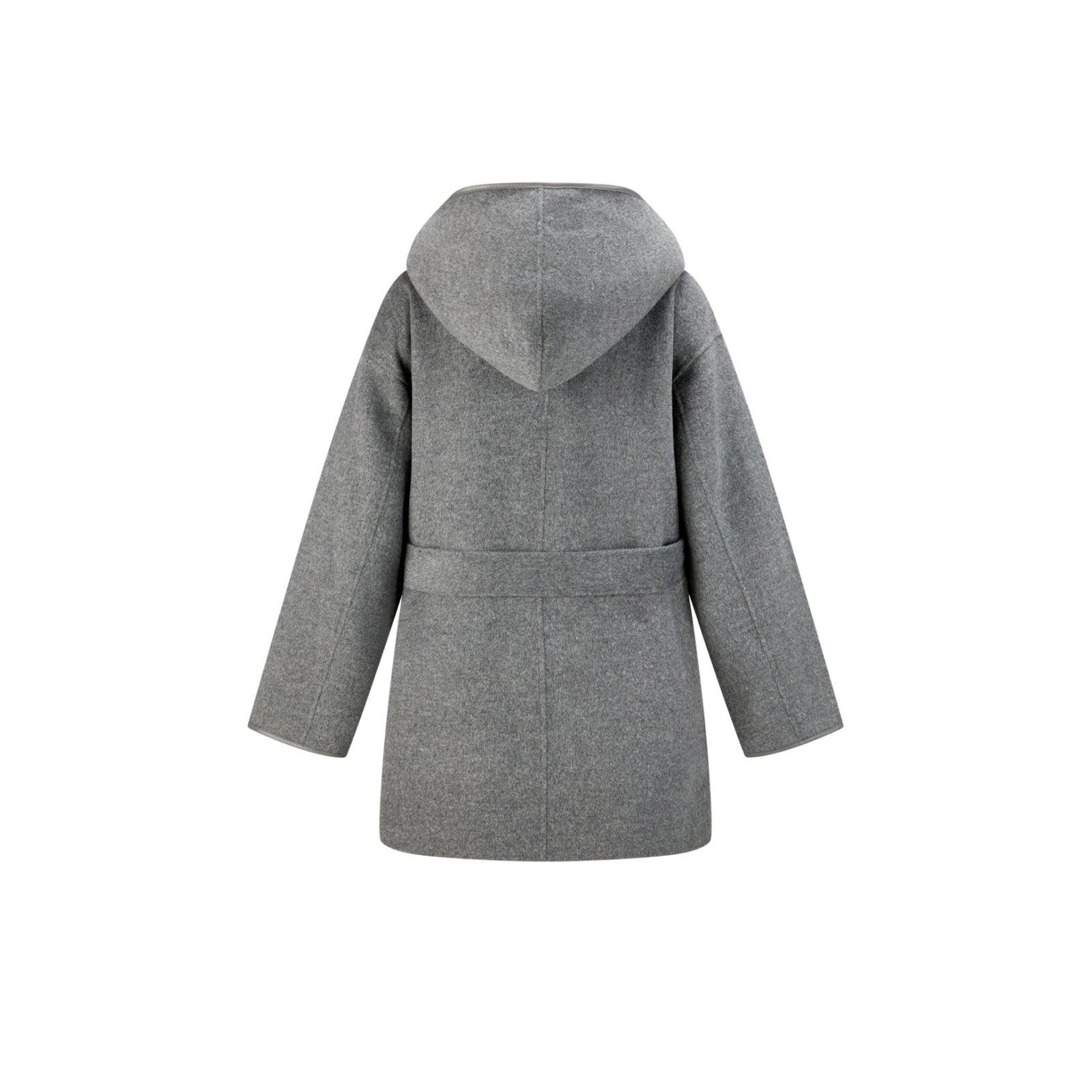 Women's  Hooded Belted Wool Coat