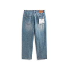 Men's Pleated Straight-Leg Wide Jeans