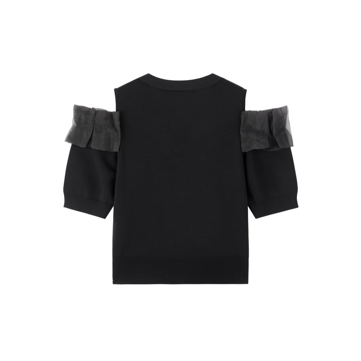 Women's Off-Shoulder Organza Knit Cardigan