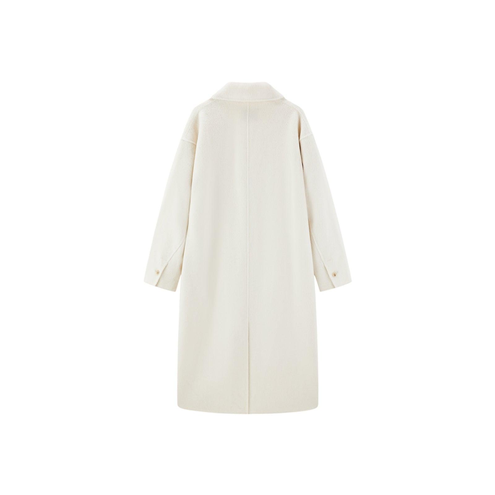 Women's Beige Straight Wool Coat