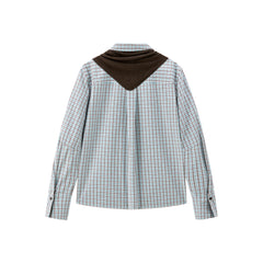 Women's Plaid Shirt with Detachable Cape