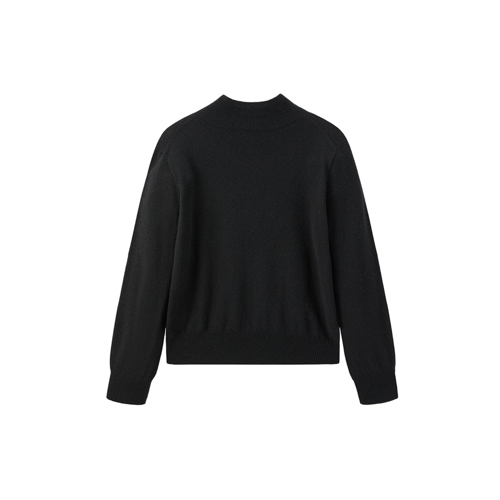 Women's Black Loose Fit Wool Pullover