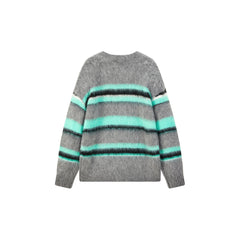 Women's Striped Knit Pullover with Mohair