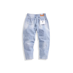 Men's Light Blue Washed Tapered Jeans