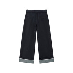 Women's Turn-Up Hem Wide-Leg Jeans