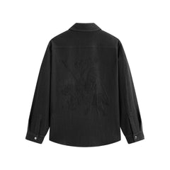 Men's Mercerized Denim Shirt with Back Embroidery