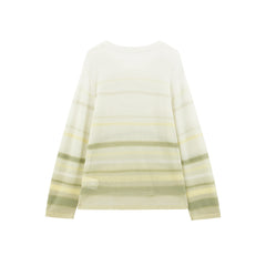 Women's Semi-Sheer Ombre Stripe Knit Pullover