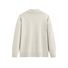 Men's Textured Jacquard Zip Cardigan