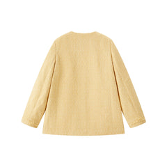 Women's Tweed-Texture Padded Jacket with Raw Edges