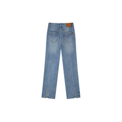 Women's High-Waist Cigarette Jeans with Back Slit