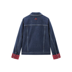 Women's Embroidered Denim Jacket with Contrast Details