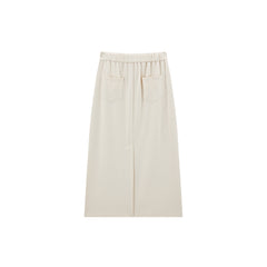 Women's Beige High-Waist Straight Skirt